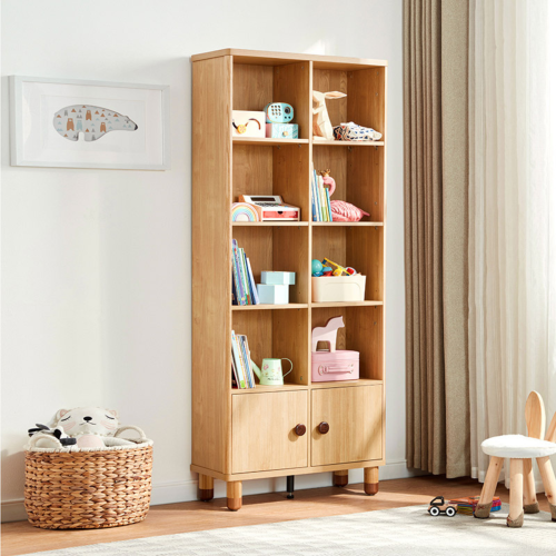 Linspire Horizon Kids 8 Cube Bookcase with Storage Cabinet, Natural