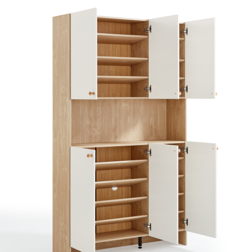 Linspire Miro Shoe Cabinet, 1.2M, Natural & White