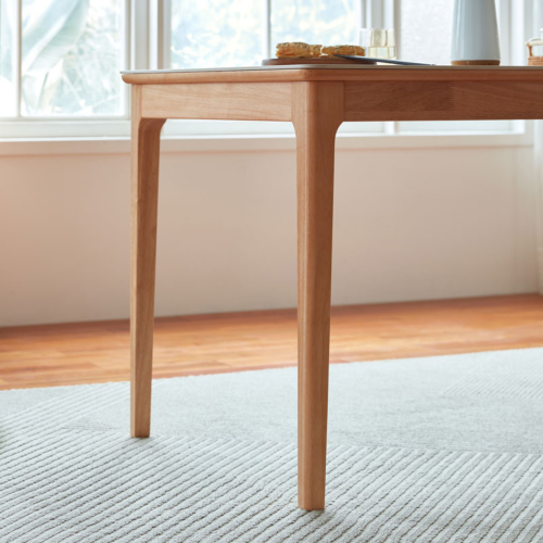 Linspire Ventus Solid Wood Dining Table with Sintered Marble Top, White Marble