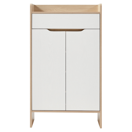 Linspire Miro Shoe Cabinet, Small, Natural & White