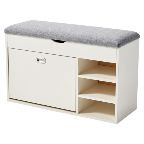 Linspire Miro Shoe Storage Bench, Small, White & Grey