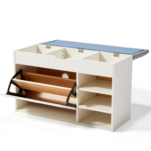 Linspire Miro Shoe Storage Bench, Small, White & Grey