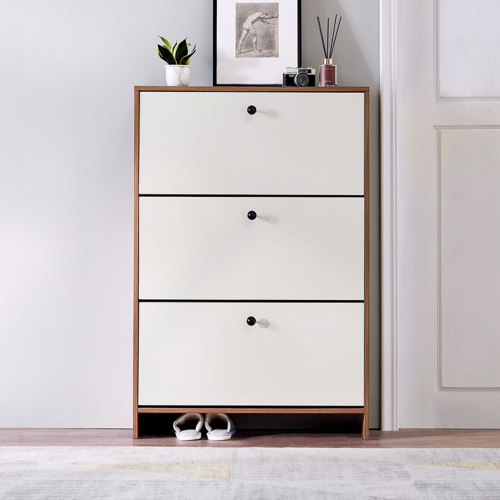 Linspire Miro Drawer Shoe Cabinet, Walnut & White