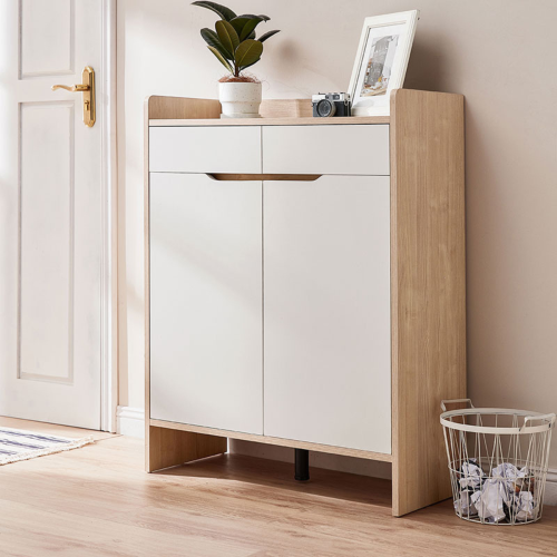 Linspire Miro Shoe Cabinet, Large, Natural & White