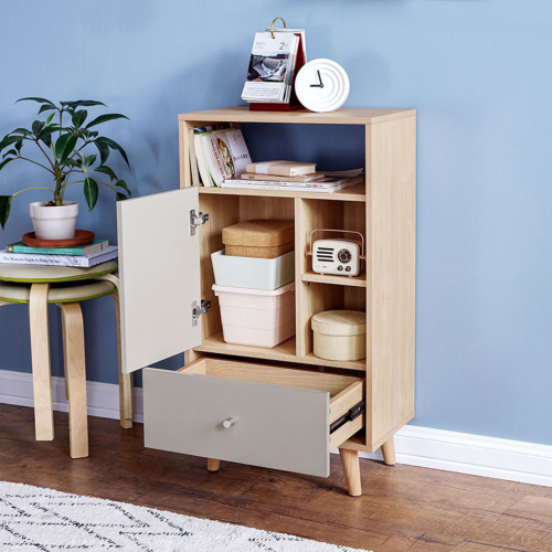 Linspire Juniper Storage Cabinet, Grey&White&Natural