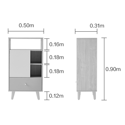 Linspire Juniper Storage Cabinet, Grey&White&Natural