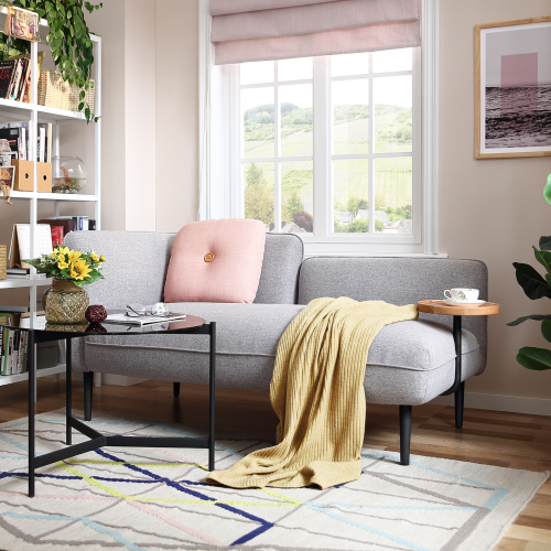 Linspire Flux 2-Seater Sofa with Sidetable, Right Armrest, Mist