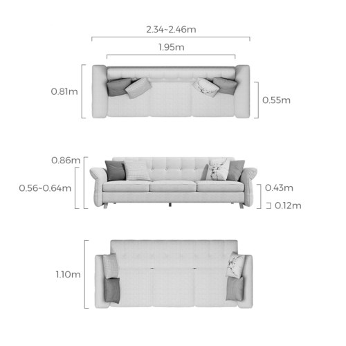 Linspire Monet 3.5-Seater Sofa Bed, Light Grey