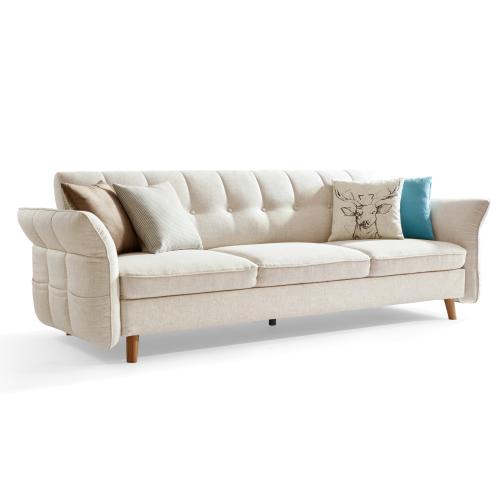 Linspire Monet 3 Seater Sofa Bed, Cream White