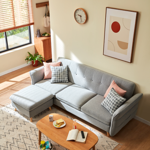Linspire Monet 3.5-Seater Sofa Bed with Ottoman, Light Grey