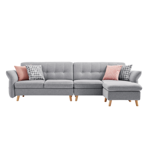 Linspire Monet 4 Seater Sofa with Ottoman, Light Grey