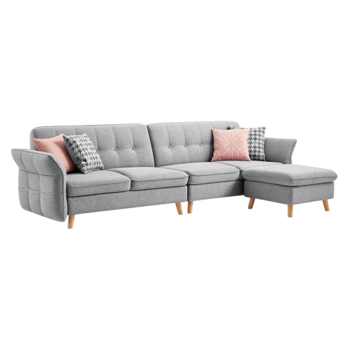 Linspire Monet 4 Seater Sofa with Ottoman, Light Grey