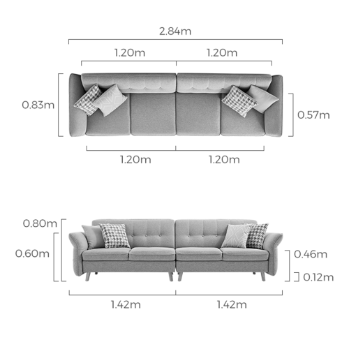 Linspire Monet 4-Seater Sofa Bed with Ottoman, Light Grey