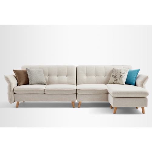 Linspire Monet 4 Seater Sofa with Ottoman, Cream White