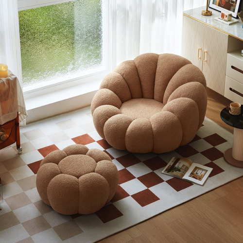 Linspire Lotus Boucle Armchair with Ottoman, Toffee