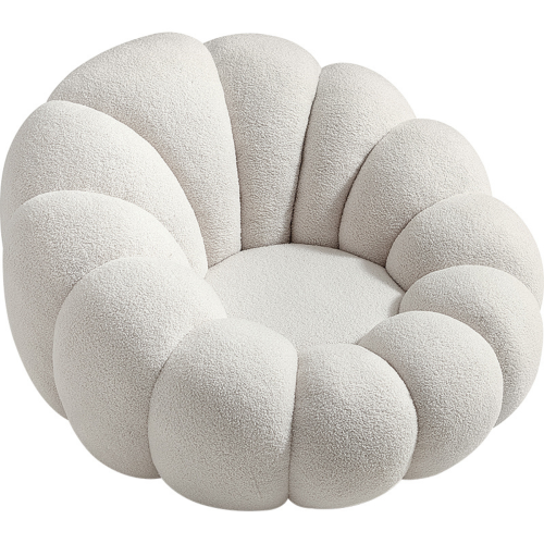 Linspire Lotus Boucle Armchair with Ottoman, Marshmallow