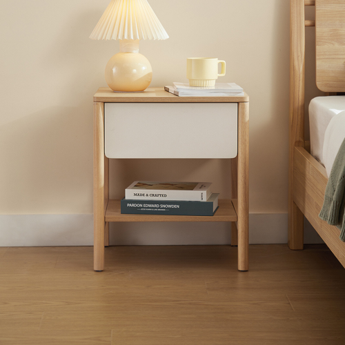 Linspire Evelyn Bedside Table, Natural & White