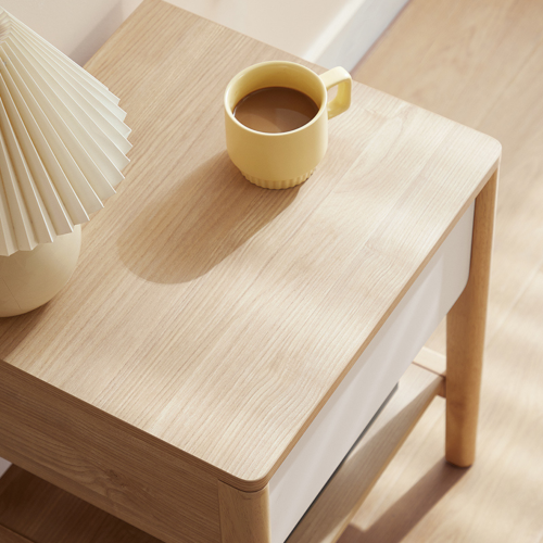 Linspire Evelyn Bedside Table, Natural & White