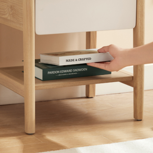 Linspire Evelyn Bedside Table, Natural & White