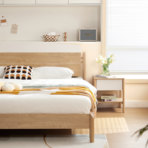 Linspire Evelyn Bedside Table, Natural & White