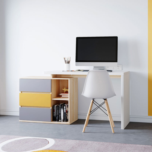 Linspire Slate Study Desk , Grey & White & Yellow