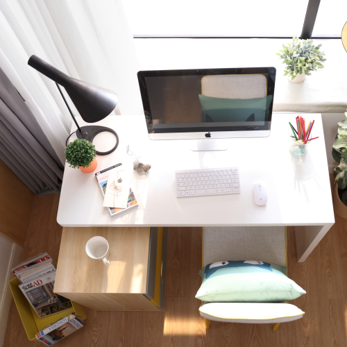 Linspire Slate Study Desk , Grey & White & Yellow