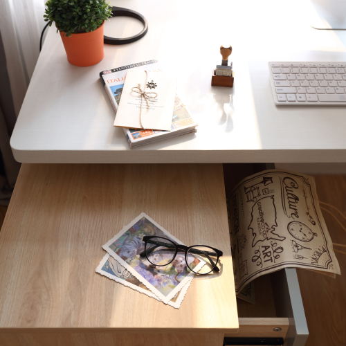 Linspire Slate Study Desk , Grey & White & Yellow