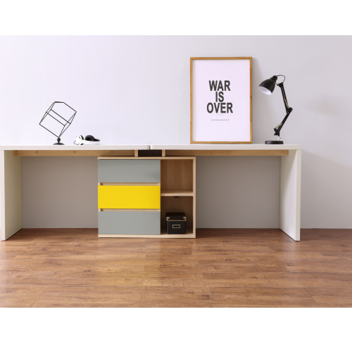 Linspire Slate Dual Study Desk, Grey & White & Yellow