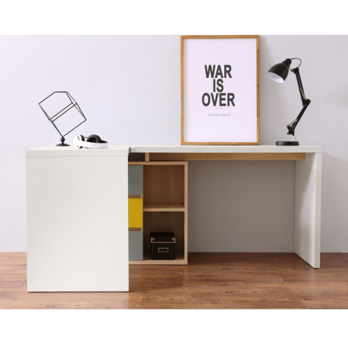 Linspire Slate Dual Study Desk, Grey & White & Yellow