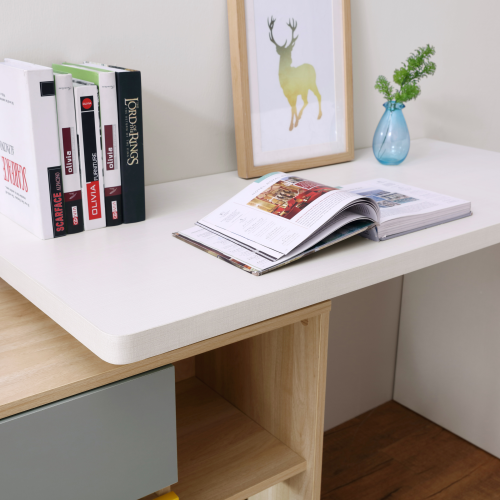 Linspire Slate Dual Study Desk, Grey & White & Yellow