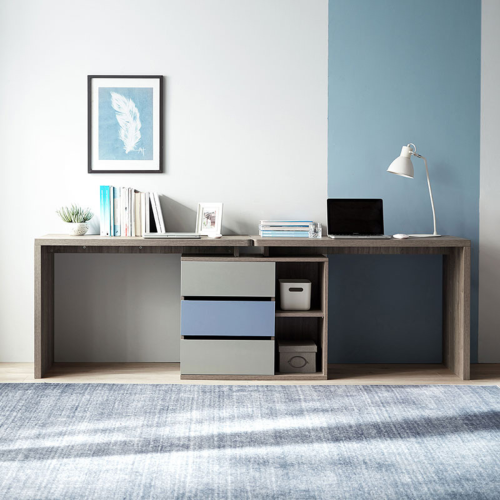 Linspire Slate Dual Study Desk, Grey & Blue