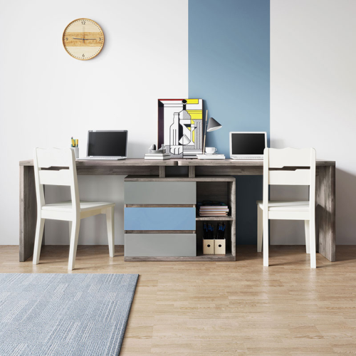 Linspire Slate Dual Study Desk, Grey & Blue