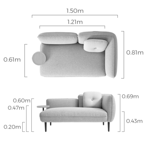 Linspire Flux 2 Seater Leathaire Sofa with Sidetable, Left Armrest, Tawny & Sand