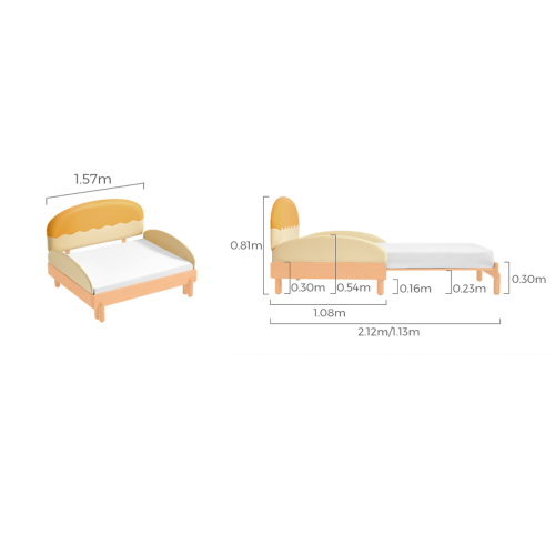 Linspire Sunny Extendable Kids Bed Frame, 150x200cm, Yellow & Natural