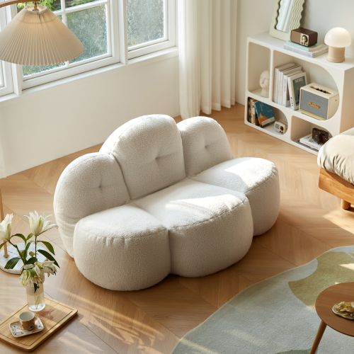 Linspire Lotus Boucle Bean Bag Chair, White