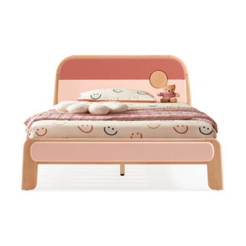 Linspire Berry Solid Wood Kids Small Queen Bed Frame, Pink