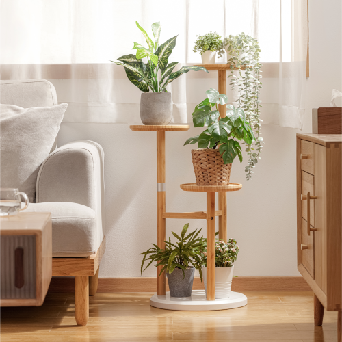 Linspire Grow Plant Stand, Natural & White