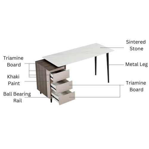 Linspire State Sintered Stone Desk with Drawer Unit Set, 120cm