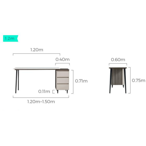 Linspire State Sintered Stone Desk with Drawer Unit Set, 120cm