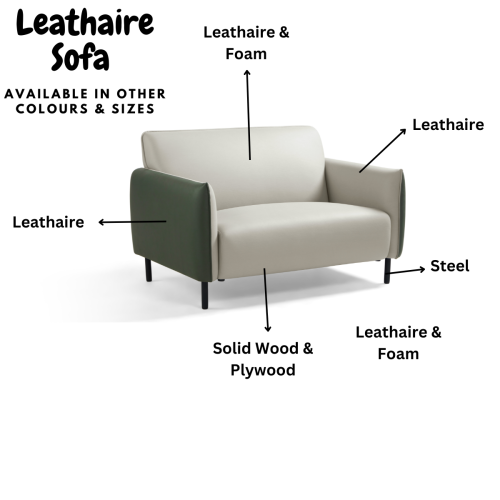 Linspire Gemini Leathaire Loveseat, Grey & Moss Green