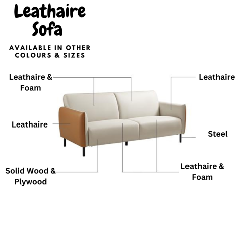 Linspire Gemini 2-Seater Leathaire Sofa, Oat & Windsor Tan