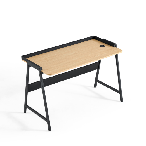 Linspire Quill Desk with Wireless Charger, Oak & Black