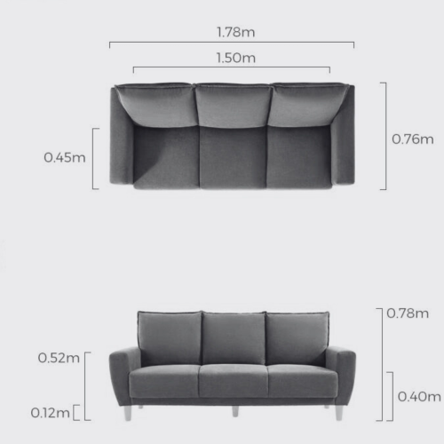 Linspire Essence 3-Seater Sofa, Grey