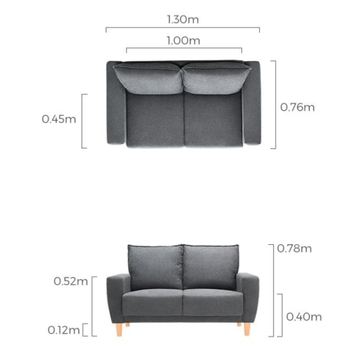 Linspire Essence 2-Seater Sofa, Grey