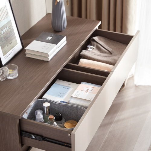 Linspire Rena Chest of 6 Drawers, Warm Wood & Grey