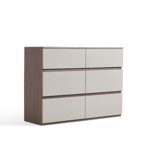 Linspire Rena Chest of 6 Drawers, Warm Wood & Grey