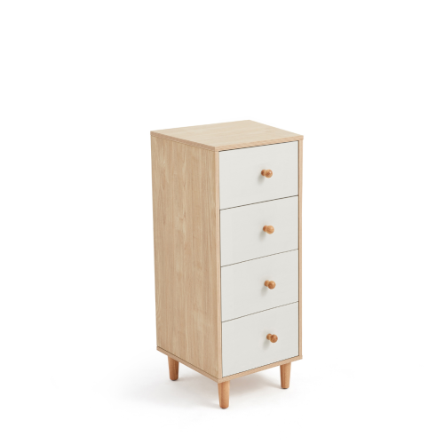 Linspire Fresko Chest of 4 Drawers, White & Natural, Narrow