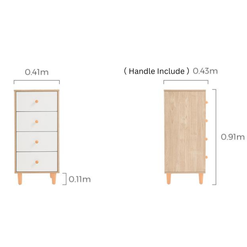 Linspire Fresko Chest of 4 Drawers, White & Natural, Narrow