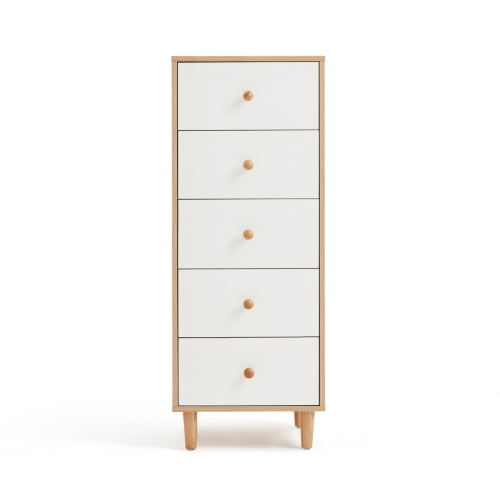 Linspire Fresko Chest of 5 Drawers, White & Natural, Narrow