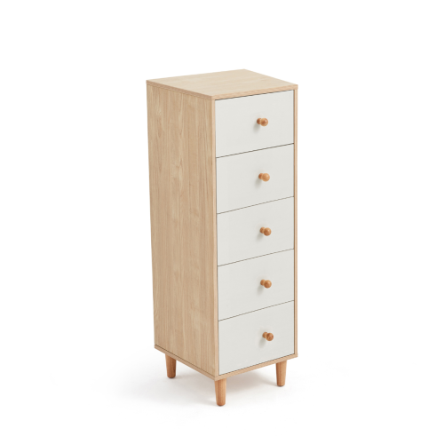 Linspire Fresko Chest of 5 Drawers, White & Natural, Narrow